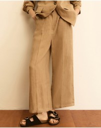 Emme - Ecru Linen Tailored Trousers