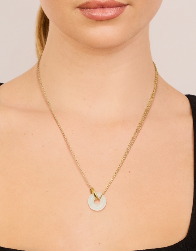 Lovisa - Waterproof Gold Plated Stainless Steel Acrylic Doughnut Pendant Necklace