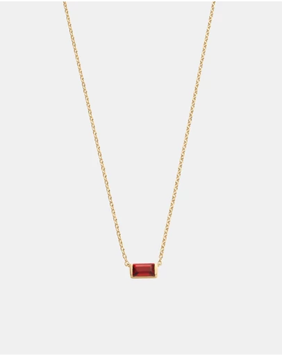 Kirstin Ash - Baguette Birthstone Necklace January Garnet