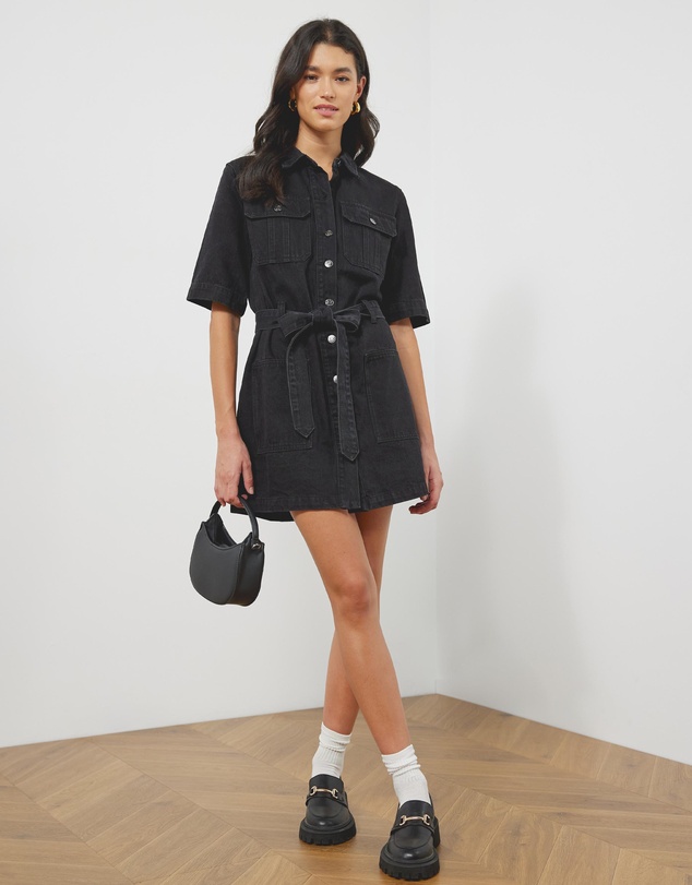 Atmos&Here - Zarah Short Sleeve Denim Mini Dress