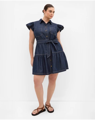 City Chic - Plus size Kelsie Denim Mini Dress - dark wash
