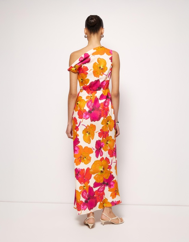 AERE - Odette Linen Draped Off Shoulder Maxi Dress