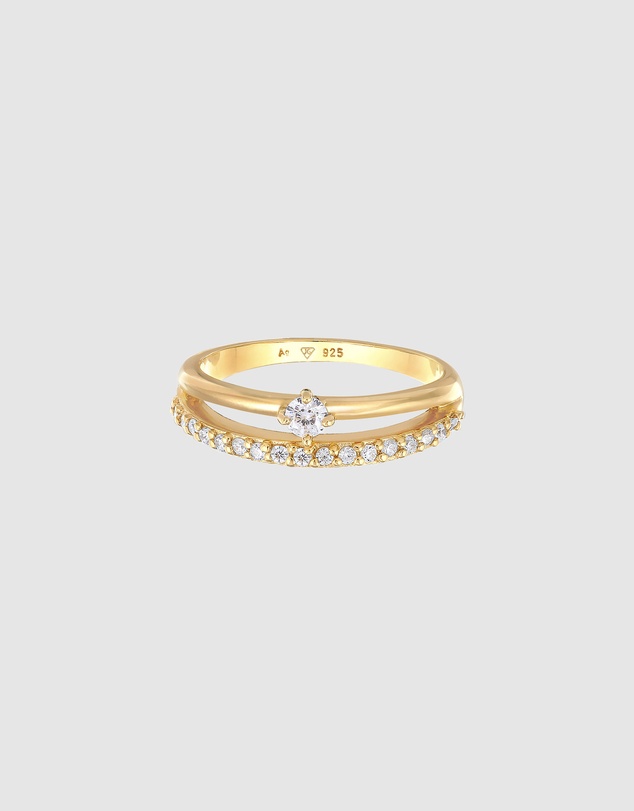 Elli Jewelry - Zirconia Engagement Ring in Gold-Plated 925 Silver