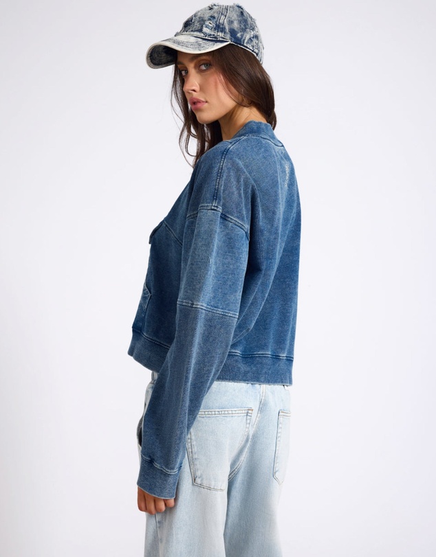 ONE TEASPOON - Retro Fade Panelled V Sweater - Washed Blue