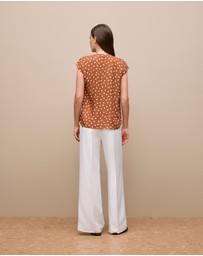Trenery - Spot Modal Cap Sleeve Blouse in Burnt Orange