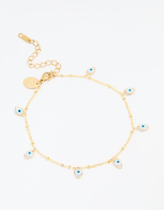 Lovisa - Waterproof Gold Plated Stainless Steel Evil Eye Anklet