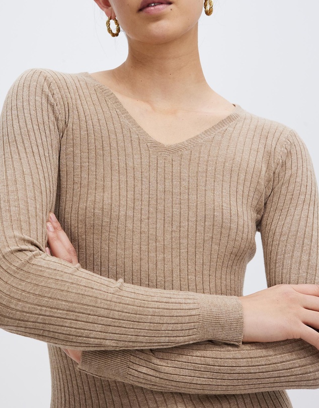 KAJA Clothing - V Chipo Jumper-Brown
