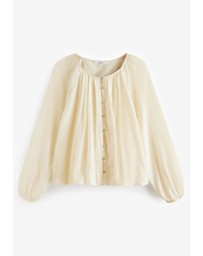 NEXT - Pleat Front Button Through Long Sleeve Blouse