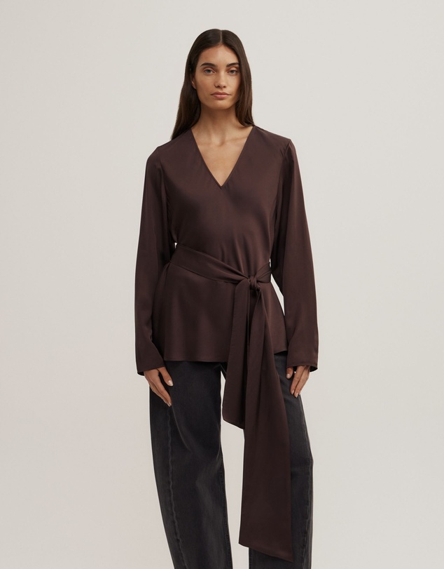 Witchery - Long Sleeve V-neck Scarf Top