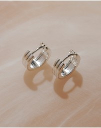 Najo - Carrousel Silver Huggie Earrings