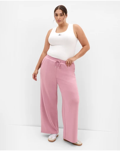 City Chic - Plus size Mae Wide Leg Jogger - dusty rose