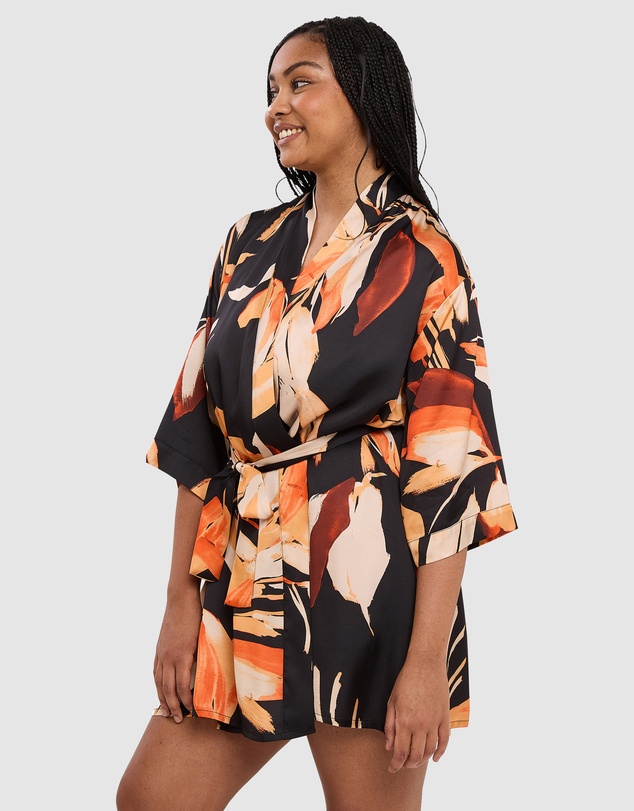 Sans Complexe - Pure Chic Floral Print Short Viscose Satin Robe