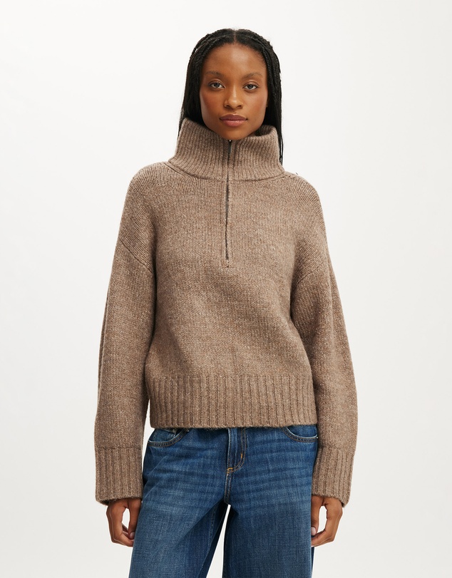 Cotton On - Luxe Funnel Zip Pullover