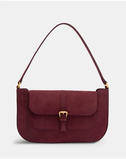 By Far - Miranda Sour Cherry Suede Leather Bag