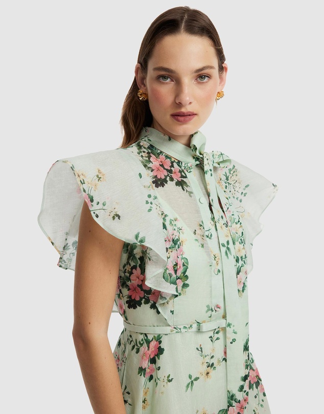 LEO LIN - Elsie Flutter Sleeve Midi Dress