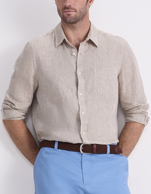 Sportscraft - Long Sleeve Linen Yarn Dyed Shirt
