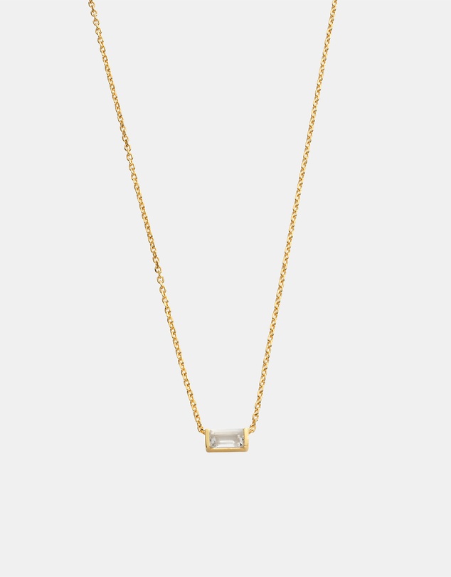 Kirstin Ash - Baguette Birthstone Necklace April White Topaz