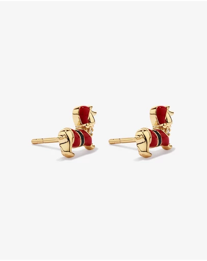 Michael Hill - Dachshund Christmas Stud Earrings with Cubic Zirconia in 18kt Yellow Gold Vermeil