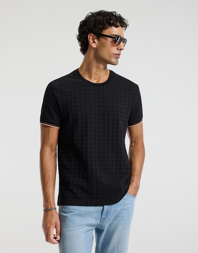Calibre - Stripe Trim Jacquard T-shirt Black