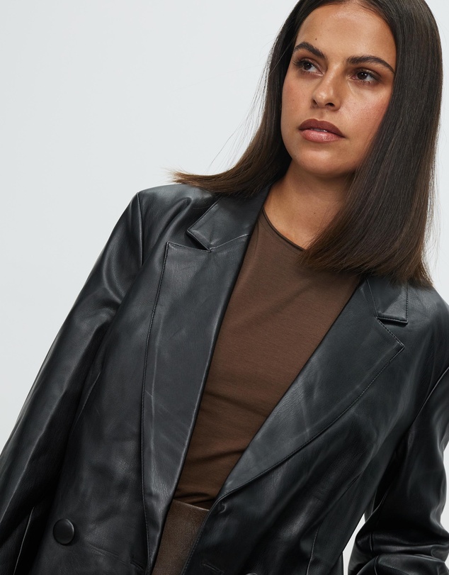 Atmos&Here - Kendal Double Breasted PU Blazer