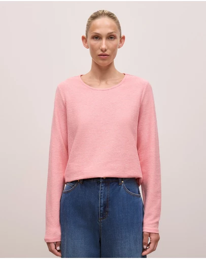 Trenery - Ottoman Marle Long Sleeve T-shirt in Dusty Rose