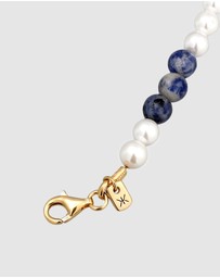 Kuzzoi - ICONIC EXCLUSIVE - Bracelet Male Ball Agate and Shell Pearls 925 Sterling Silver Gold-plated