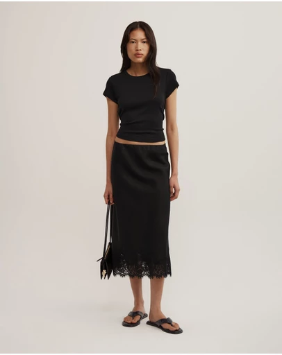 Witchery - Linen Lace Midi Skirt