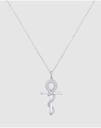 Kuzzoi - ICONIC EXCLUSIVE - Necklace Men Cross Pendant Snake Symbol in 925 Sterling Silver