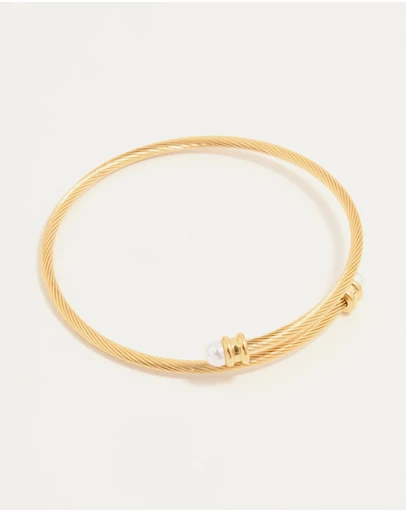 Lovisa - Waterproof Gold Plated Stainless Steel Pearl Twisted Bangle