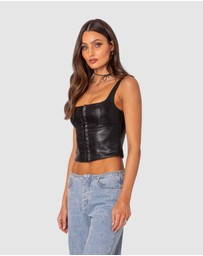 EDIKTED - PU Corset With Front Hook and Eye Closure