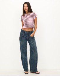 Dazie - Sophia V-Neck Stripe Tee
