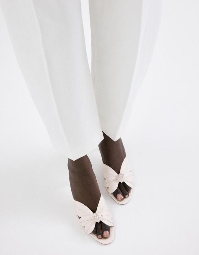 M.N.G - Leather Sandals with Flower Heels