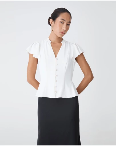 Forcast - Carissa Gathered Sleeve Top