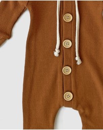 WITH LOVE FOR KIDS - Basics Thick Ribbed Hooded All In One - Babies