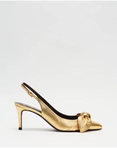 Ted Baker - Kriisty Metallic Bow 70mm Slingback Court Shoes - Women's