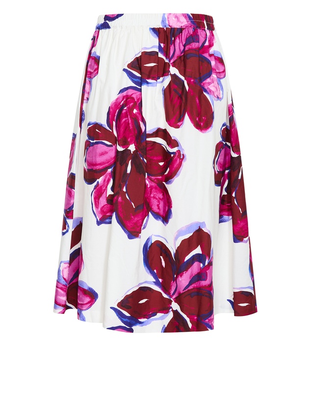 City Chic - Plus Size Holiday Bloom Print Midi Skirt - white