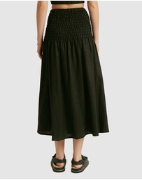 FRIEND of AUDREY - Chantille Shirred Linen Skirt