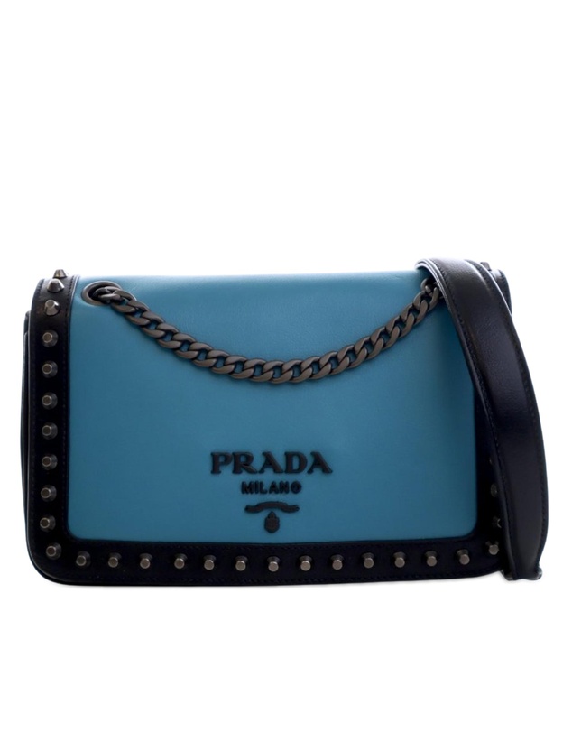 Pre-Loved by Azura Reborn - Pre-Loved Bicolor Glace Calfskin Studded Crossbody