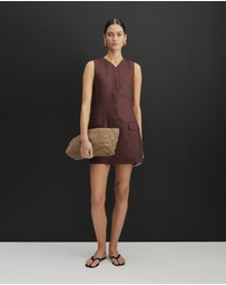 AERE - Tamsin Linen Mini Shift Dress