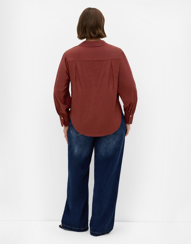 City Chic - Plus size Elena Hem Detail Shirt - clove