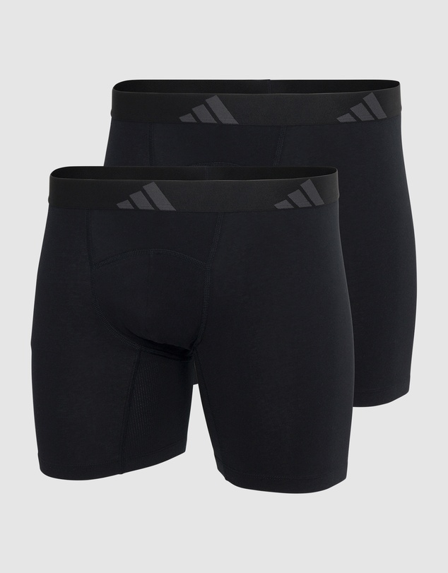 adidas Sportswear - 2 Pack Active Flex Cotton Ergonomic Boxer Brief Underwear
