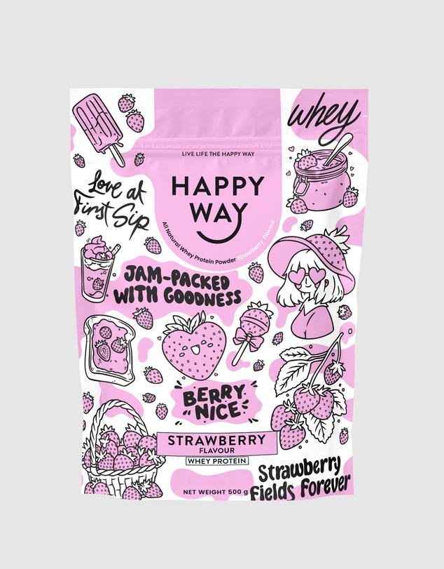 Happy Way - Strawberry Whey Protein Powder