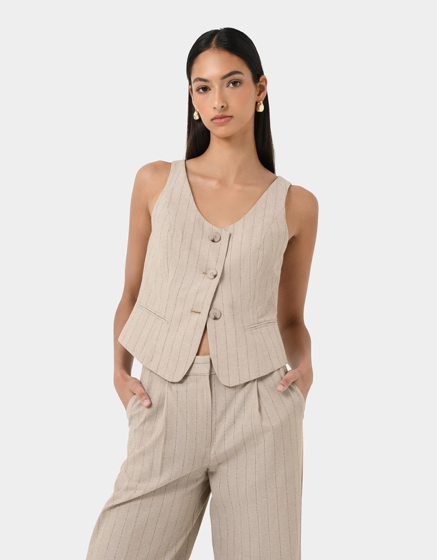 Forcast - Ria Stripe Cotton Blend Vest