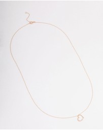 Lovisa - Rose Gold Plated Sterling Silver Cubic Zirconia Half Paved Heart Necklace