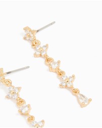 Lovisa - Gold Plated Cubic Zirconia Flower Drop Earrings