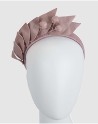 Max Alexander - Taupe Leather Flowers Headband