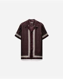 Calibre - Stripe Scarf Print Short Sleeve Shirt Oxblood