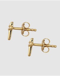Elli Jewelry - Earrings Women Stud Cross White Crystals 925 Sterling Silver Gold Plated