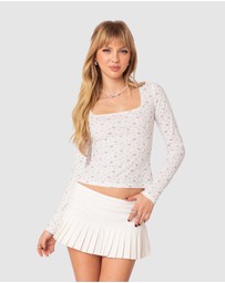 EDIKTED - Aviana Printed Pointelle Top