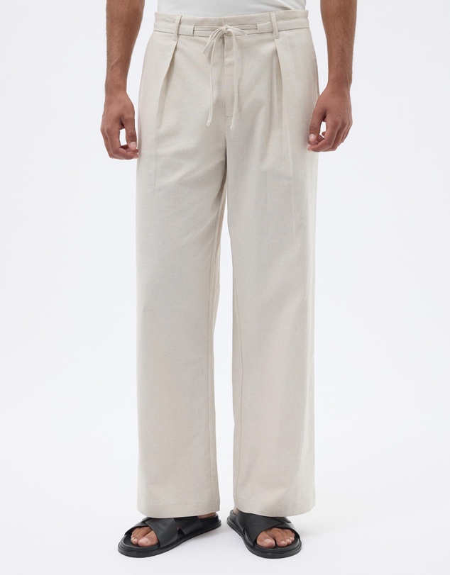 AERE - Linen Blend Tie Waist Relaxed Pants